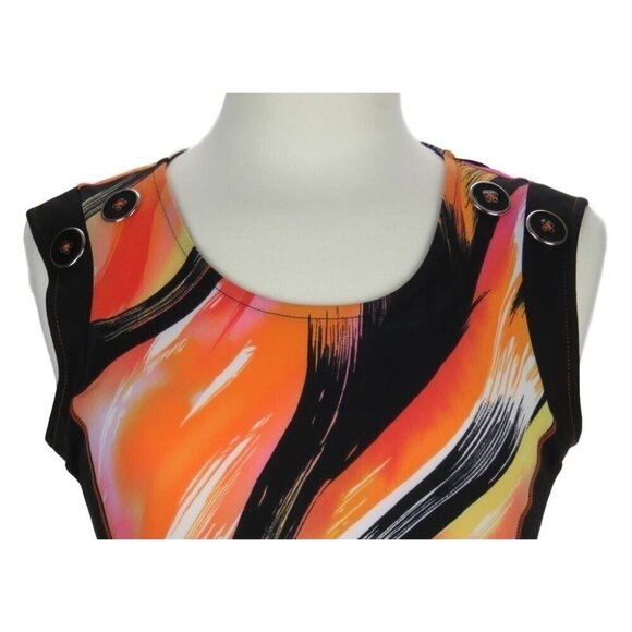 Soft Works Dress Women Small Sleeveless Stretch Multi Pink Black Orange Sheath - Picture 2 of 9